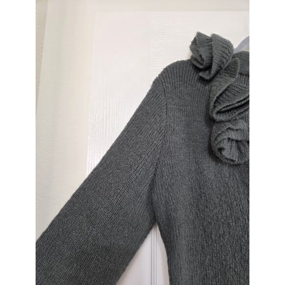 Soft Surroundings Alpaca Wool Blend Ruffle Collar Gray Cardigan, Women's Medium - Picture 6 of 15